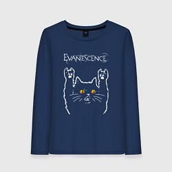 Лонгслив хлопковый женский Evanescence rock cat, цвет: тёмно-синий