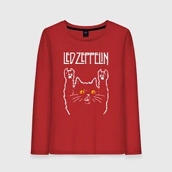 Лонгслив хлопковый женский Led Zeppelin rock cat, цвет: красный