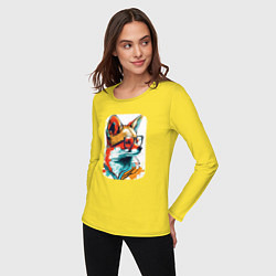 Лонгслив хлопковый женский Wise Fox, цвет: желтый — фото 2