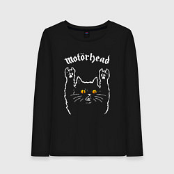 Лонгслив хлопковый женский Motorhead rock cat, цвет: черный