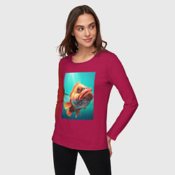 Лонгслив хлопковый женский Огромный карп, цвет: маджента — фото 2