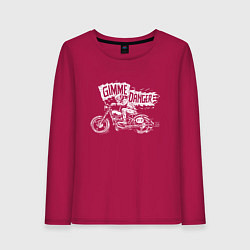 Лонгслив хлопковый женский Gimme danger - motorcycle - motto, цвет: маджента