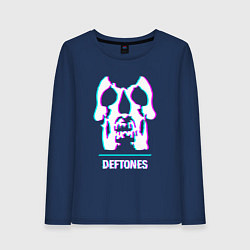 Лонгслив хлопковый женский Deftones glitch rock, цвет: тёмно-синий