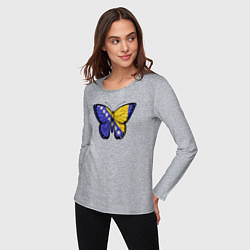 Лонгслив хлопковый женский Бабочка Босния и Герцеговина, цвет: меланж — фото 2