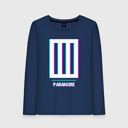 Лонгслив хлопковый женский Paramore glitch rock, цвет: тёмно-синий