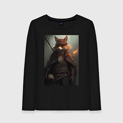 Лонгслив хлопковый женский Лис авантюрист, цвет: черный
