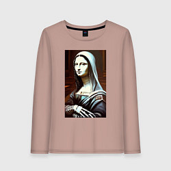 Лонгслив хлопковый женский Mona Lisa from Elm street - horror, цвет: пыльно-розовый