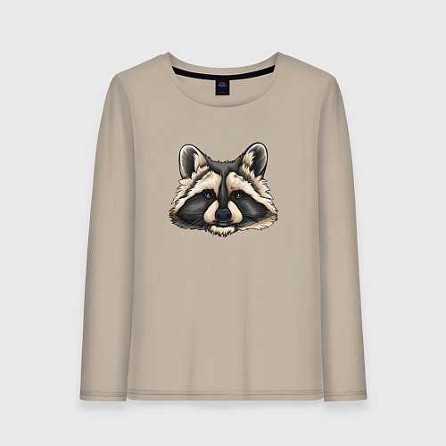 Женский лонгслив Енотик голова / Миндальный – фото 1