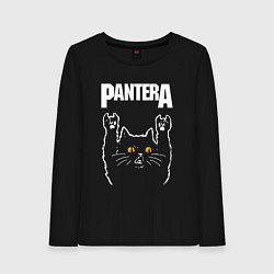 Лонгслив хлопковый женский Pantera rock cat, цвет: черный