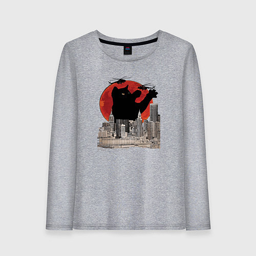 Женский лонгслив Котьзилла / Меланж – фото 1