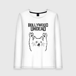Лонгслив хлопковый женский Hollywood Undead - rock cat, цвет: белый