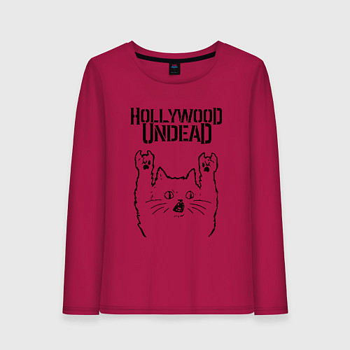 Женский лонгслив Hollywood Undead - rock cat / Маджента – фото 1