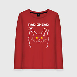 Лонгслив хлопковый женский Radiohead rock cat, цвет: красный