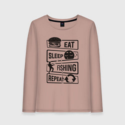 Женский лонгслив Eat sleep fishing repeat