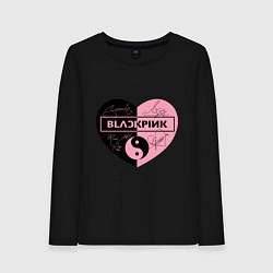 Лонгслив хлопковый женский Blackpink сердце, цвет: черный