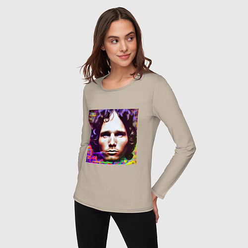 Женский лонгслив Jim Morrison Glitch 25 Digital Art / Миндальный – фото 3