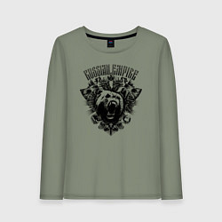 Лонгслив хлопковый женский Российская Империя Медведь, цвет: авокадо