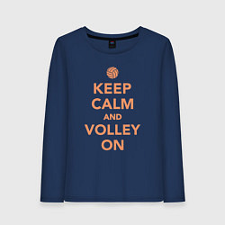 Лонгслив хлопковый женский Keep calm and volley on, цвет: тёмно-синий