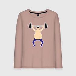 Лонгслив хлопковый женский Пузатый силач, цвет: пыльно-розовый