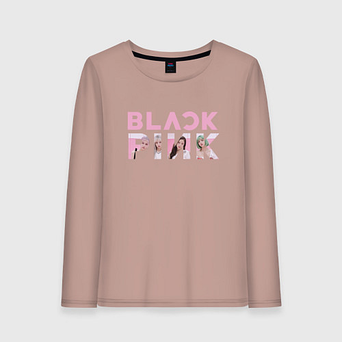 Женский лонгслив Blackpink logo Jisoo Lisa Jennie Rose / Пыльно-розовый – фото 1