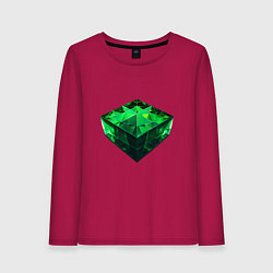 Женский лонгслив Куб из зелёного кристалла