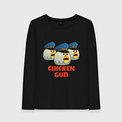 Лонгслив хлопковый женский Chicken Gun команда синие, цвет: черный