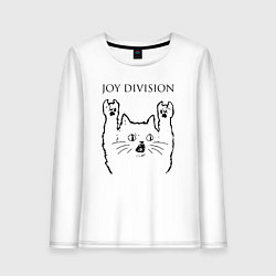 Лонгслив хлопковый женский Joy Division - rock cat, цвет: белый