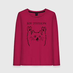 Лонгслив хлопковый женский Joy Division - rock cat, цвет: маджента