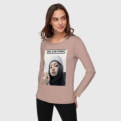 Женский лонгслив Джису блэкпинк / Пыльно-розовый – фото 3