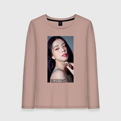 Лонгслив хлопковый женский Kim Jisoo, цвет: пыльно-розовый