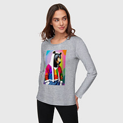 Лонгслив хлопковый женский Baer fashionista - pop art - neural network, цвет: меланж — фото 2