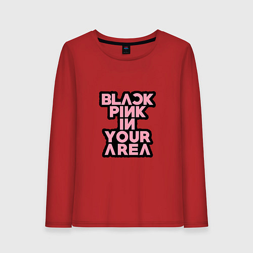 Женский лонгслив Группа Блэк Пинк в твоем районе / Красный – фото 1