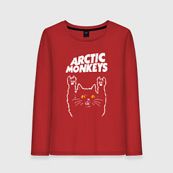 Лонгслив хлопковый женский Arctic Monkeys rock cat, цвет: красный