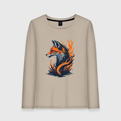 Лонгслив хлопковый женский Burning fox, цвет: миндальный