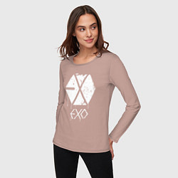 Лонгслив хлопковый женский EXO лого, цвет: пыльно-розовый — фото 2