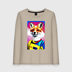 Лонгслив хлопковый женский Fox - pop art - fashionista, цвет: миндальный