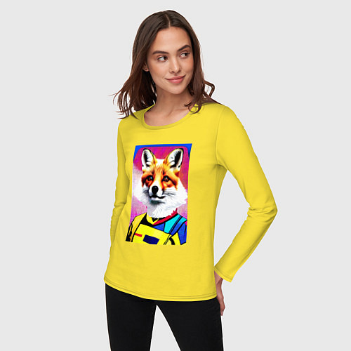 Женский лонгслив Fox - pop art - fashionista / Желтый – фото 3