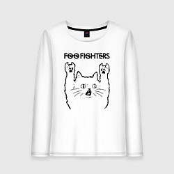 Лонгслив хлопковый женский Foo Fighters - rock cat, цвет: белый