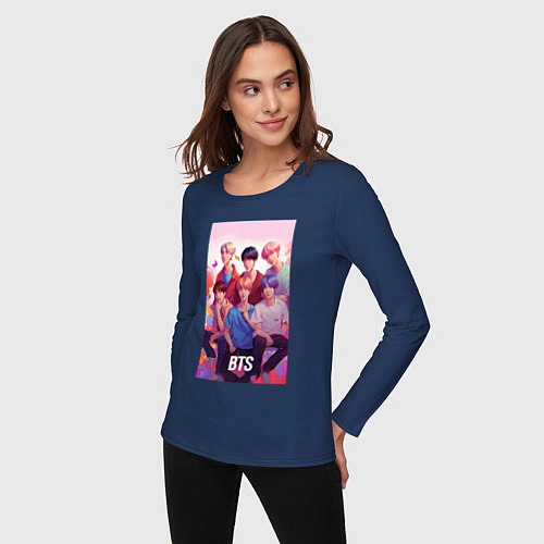 Женский лонгслив BTS art anime style / Тёмно-синий – фото 3