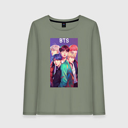 Лонгслив хлопковый женский Anime BTS style, цвет: авокадо