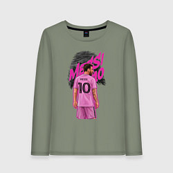Лонгслив хлопковый женский Лионель Месси Интер Майами 10, цвет: авокадо