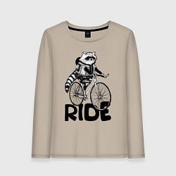 Лонгслив хлопковый женский Raccoon ride, цвет: миндальный