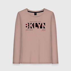 Лонгслив хлопковый женский Brooklyn, BKLYN, цвет: пыльно-розовый