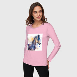 Лонгслив хлопковый женский Звездная лошадь, цвет: светло-розовый — фото 2