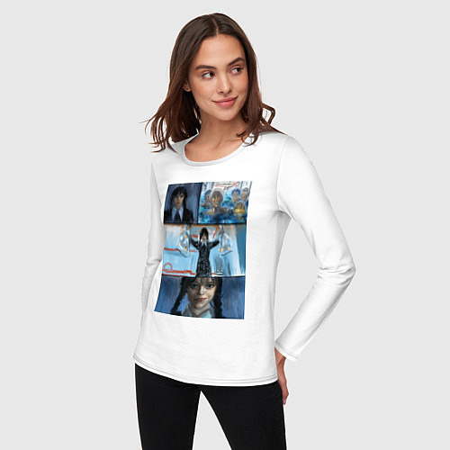 Женский лонгслив Месть Уэнсдей / Белый – фото 3