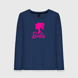 Лонгслив хлопковый женский Розовый логотип Барби, цвет: тёмно-синий