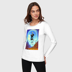 Лонгслив хлопковый женский Призрак древнего города - нейросеть, цвет: белый — фото 2
