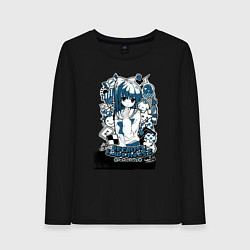 Лонгслив хлопковый женский Аниме футболка -Sakura Koharu, цвет: черный