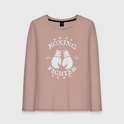 Лонгслив хлопковый женский Boxing fighter, цвет: пыльно-розовый