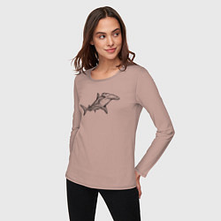Лонгслив хлопковый женский Рыба-молот акула, цвет: пыльно-розовый — фото 2